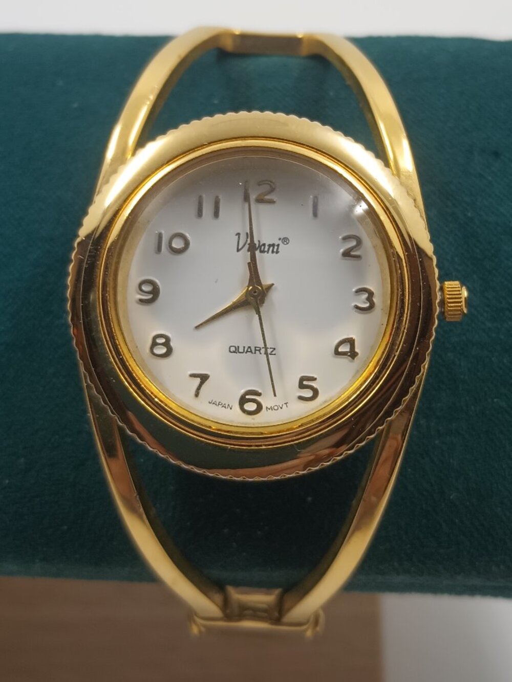 Viviani Gold Tone Hinged Bangle Quartz Watch